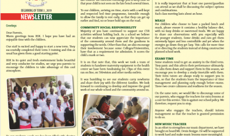 Secondary – Beginning of term Newsletter